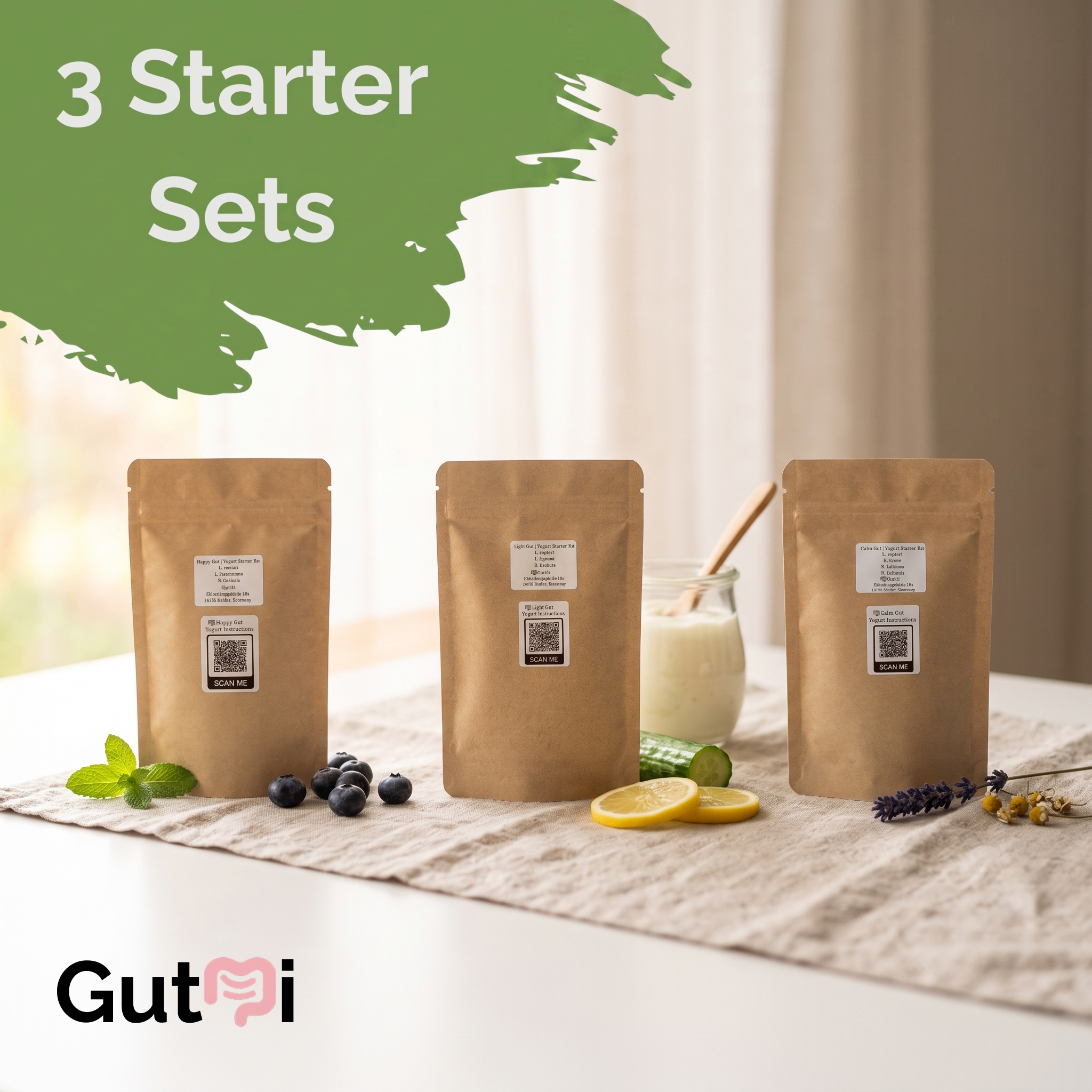 GutMi | L. reuteri + 6 extra stammen (7 totaal) | Bevat alle verloren soorten | 3 yoghurtstartersets | Starterbundel | Starterculturen | 9 yoghurtstarters